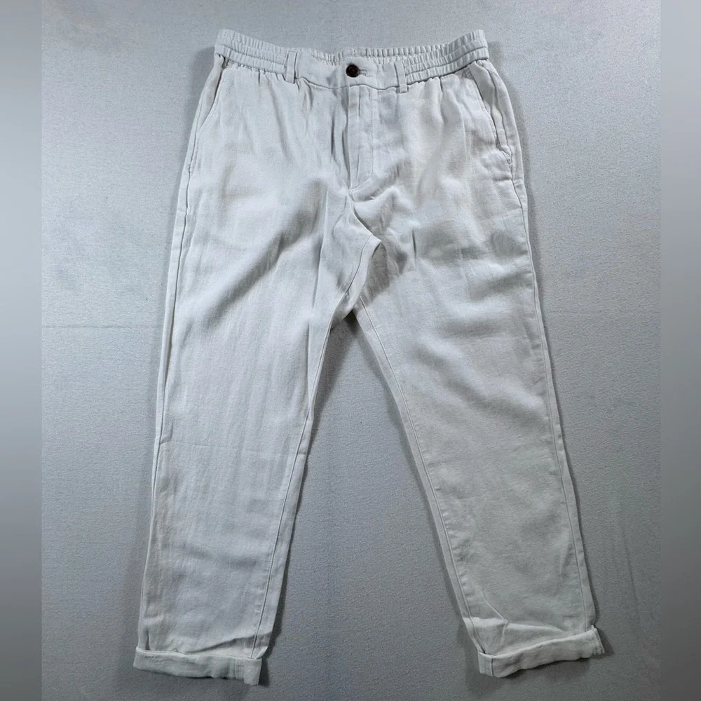Banana Republic Linen Blend Athletic Fit Pant Off White 32x32 NWT $85